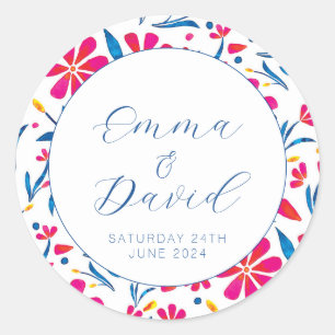 Personalised Uplifting Floral Pattern Classic Round Sticker