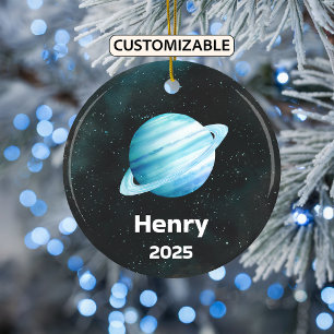 Personalised Uranus Ornament, Solar System, Planet Ceramic Ornament