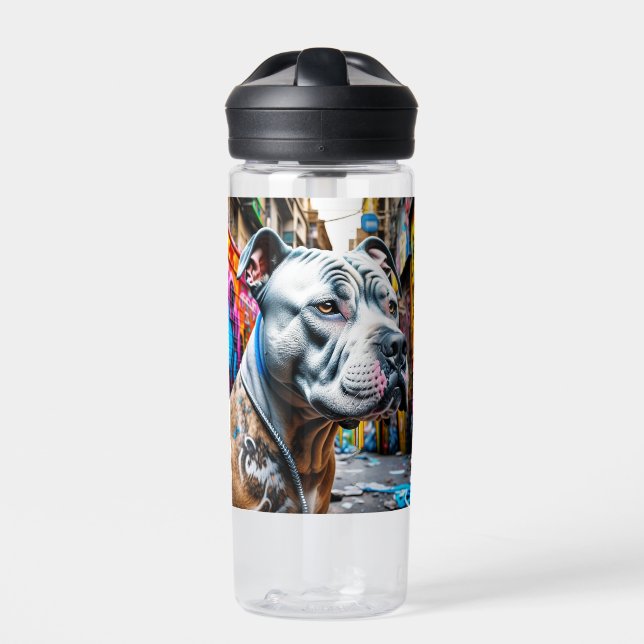 Personalised Urban Graffiti Street Art Pitbull Water Bottle (Front)