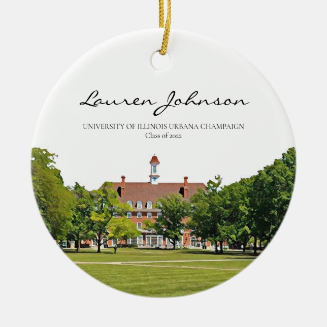 Personalised Urbana Champaign Graduation Ceramic Ornament (Front)