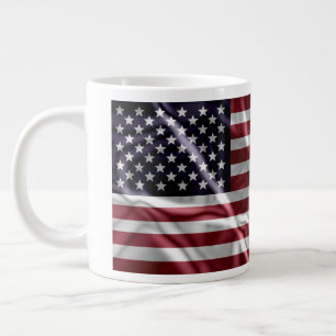 Personalised US Flag Red, White Stripes Stars Blue Large Coffee Mug
