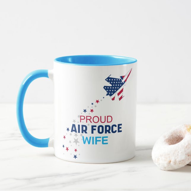 Personalised US Proud Air Force Wife Mug (With Donut)