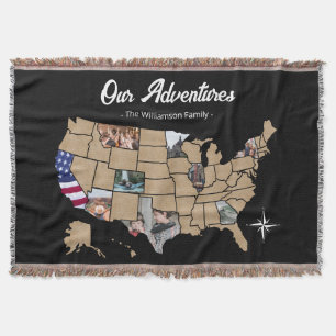 Personalised US Travel Map Blanket