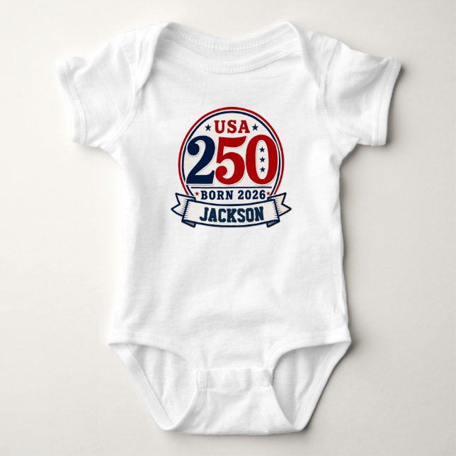 Personalised USA 250 Baby Bodysuit (Front)