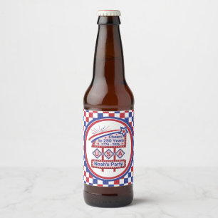 Personalised USA 250–Patriotic Retro Marquee Beer Bottle Label