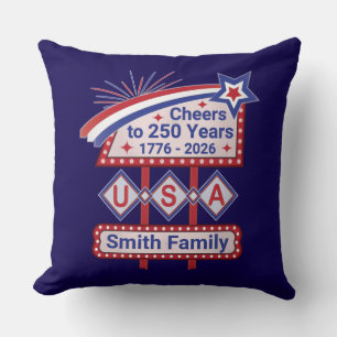 Personalised USA 250–Patriotic Retro Marquee Cushion