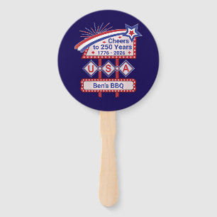Personalised USA 250–Patriotic Retro Marquee Hand Fan