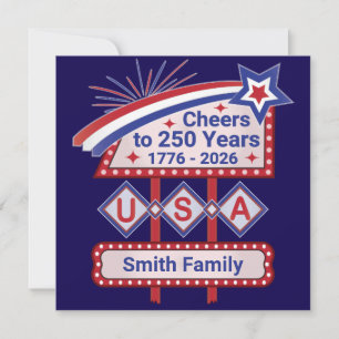Personalised USA 250–Patriotic Retro Marquee Invitation