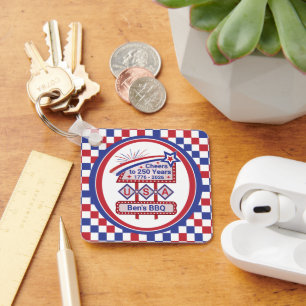 Personalised USA 250–Patriotic Retro Marquee Key Ring