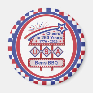 Personalised USA 250–Patriotic Retro Marquee Magnet
