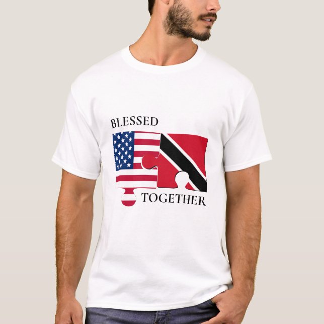 Personalised USA American Trinidad Flag T-Shirt (Front)