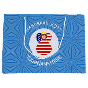 Personalised USA Angel Hanukkah Flag Large Gift Bag