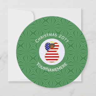 Personalised USA Black Angel Christmas Flag Invitation