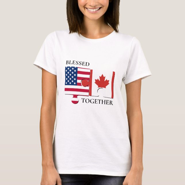 Personalised USA CANADA Dual Flag T-Shirt (Front)