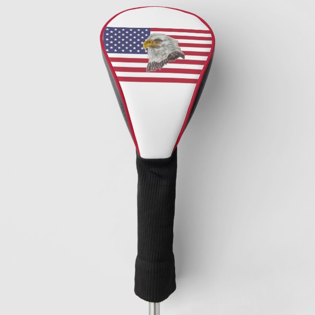 Personalised USA Flag Eagle Golf Head Driver Cover (Front)