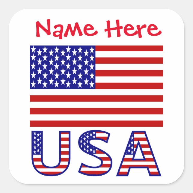 Personalised USA Flag Name Label (Front)