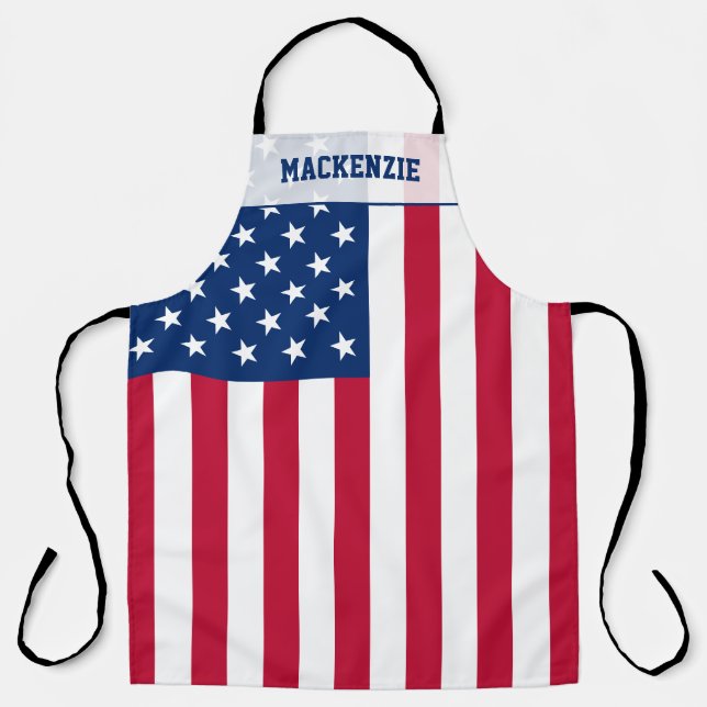 Personalised USA Flag Stars and Stripes Apron (Front)