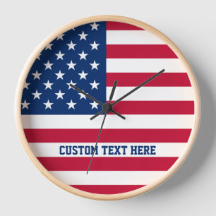 Personalised USA Flag Stars and Stripes Clock