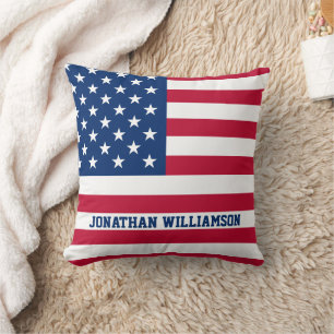 Personalised USA Flag Stars and Stripes Cushion