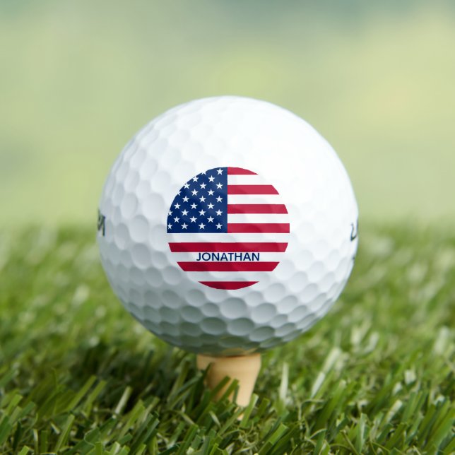 Personalised USA Flag Stars and Stripes Golf Balls (Insitu Tee)