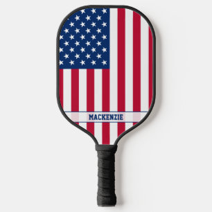 Personalised USA Flag Stars and Stripes Pickleball Paddle