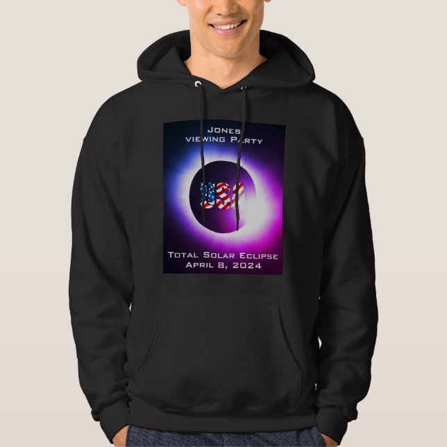 Personalised USA FLAG Total solar eclipse 2024 Hoodie (Front)
