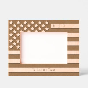 Personalised USA Motto, American Flag Etched Frames