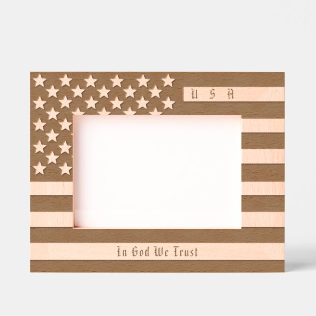Personalised USA Motto, American Flag Etched Frames (Front)