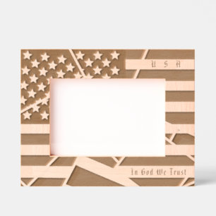 Personalised USA Motto and American Flag Art Etched Frames