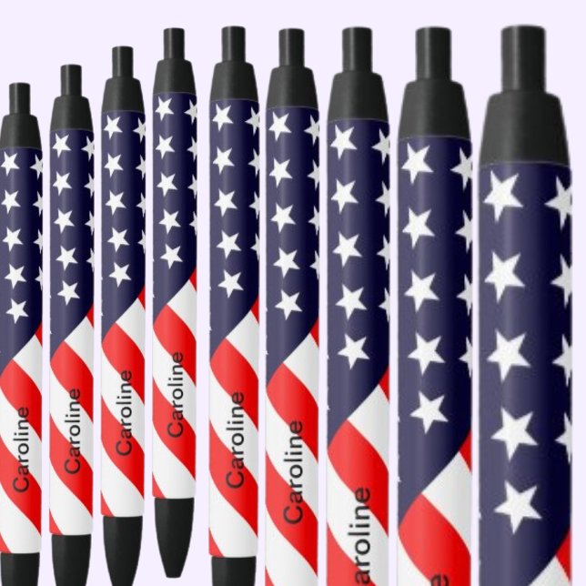 Personalised USA Patriotic Flag Black Ink Pen (Creator Uploaded)