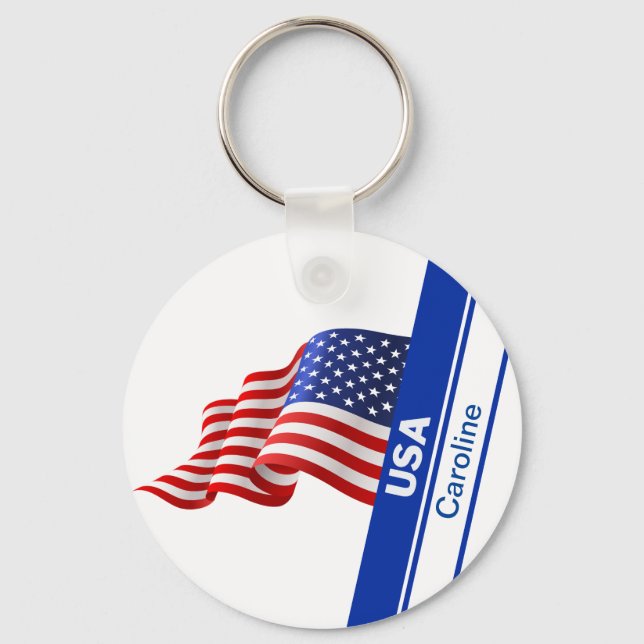 Personalised USA Patriotic Flag Key Ring (Front)
