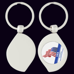 Personalised USA Patriotic Flag Key Ring
