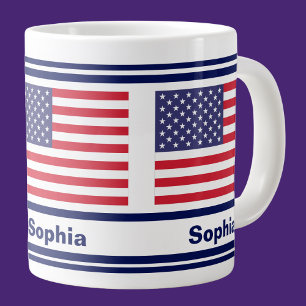 Personalised USA Patriotic Flag  Large Coffee Mug