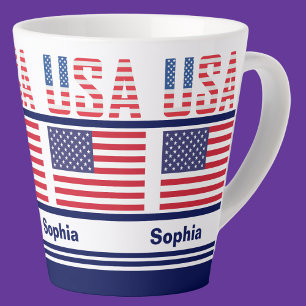 Personalised USA Patriotic Flag  Latte Mug