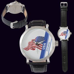 Personalised USA Patriotic Flag Watch