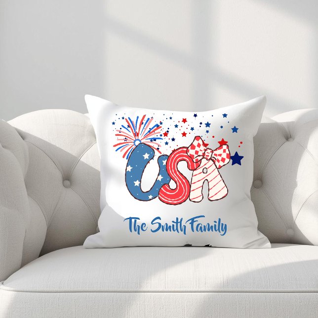 Personalised USA Throw Pillow (Creator Uploaded)