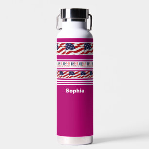 Personalised (USA) United States Patriotic Flag Wa Water Bottle
