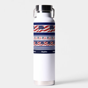 Personalised (USA) United States Patriotic Flag Water Bottle