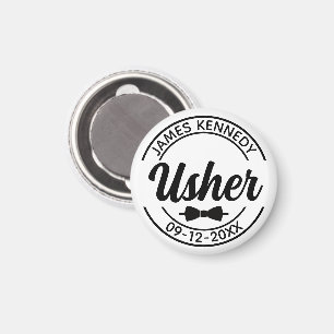 Personalised Usher with Custom Name & Wedding Date Magnet
