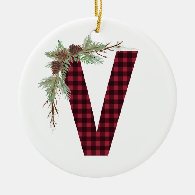 Personalised V Monogram Ornament (Front)