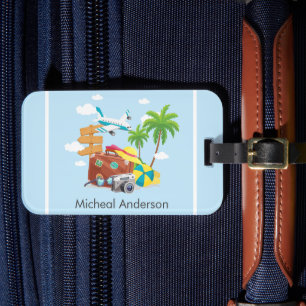 Personalised Vacation Art Blue Travel Luggage Tag