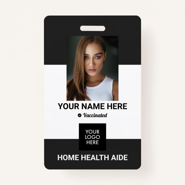 Personalised Vaccinated Home Health Aide ID Badge (Front)