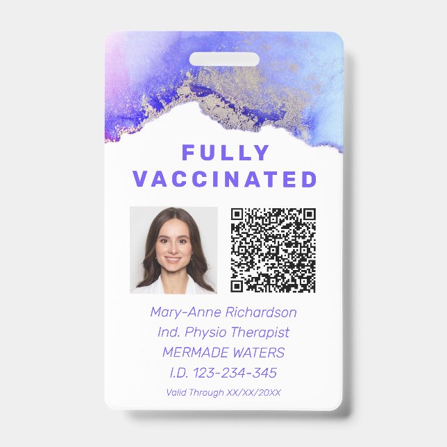 Personalised Vaccination ID Photo QR Code Badge (Front)