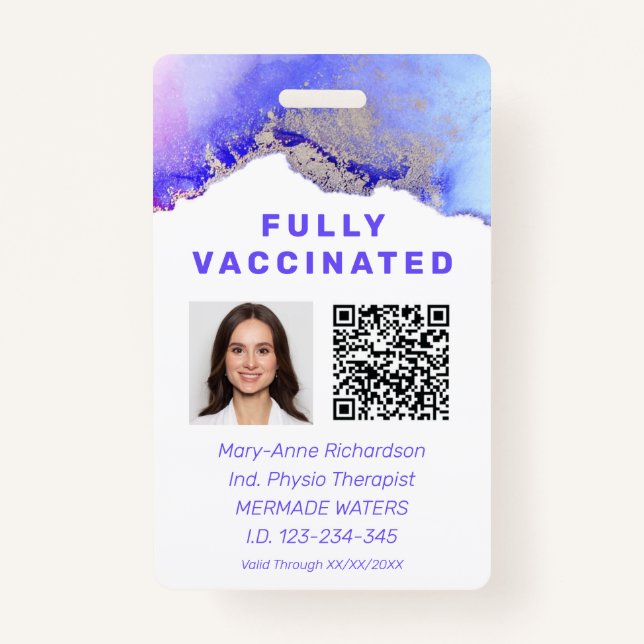 Personalised Vaccination ID Photo QR Code ID Badge (Front)
