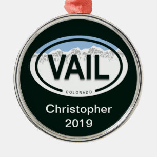 Personalised Vail Colorado Rocky Mountain Holiday Metal Tree Decoration