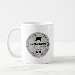 Personalised Valedictorian Gift, Black & Silver Coffee Mug