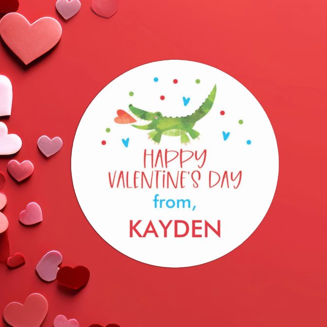 Personalised Valentine Day School Treat   Classic Round Sticker (Creator Uploaded)