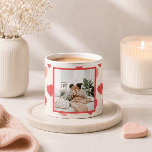 Personalised Valentine Phot with Hearts Espresso Cup