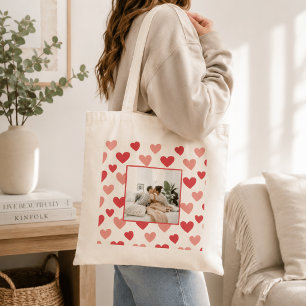 Personalised Valentine Photo Heart Tote Bag