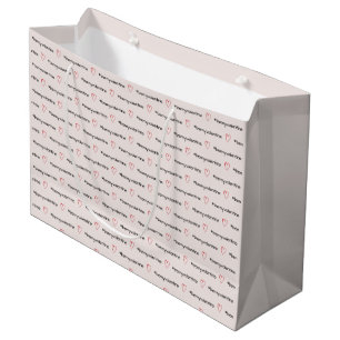Personalised Valentine Pink Hearts Large Gift Bag